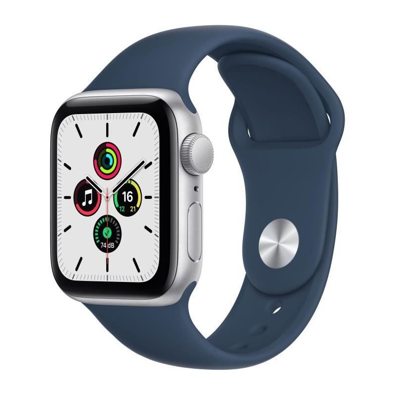 Apple Watch SE GPS 2021 - 40mm - Boitier Silver Aluminium - Bracelet Sport Abyss Blue