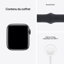 Apple Watch SE GPS 2021 - 40mm - Boitier Space Grey Aluminium - Bracelet Sport Midnight