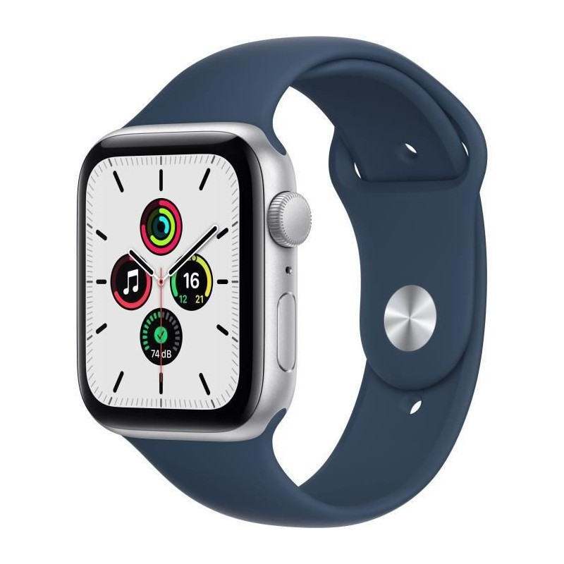 Apple Watch SE GPS 2021 - 44mm - Boitier Silver Aluminium - Bracelet Sport Abyss Blue