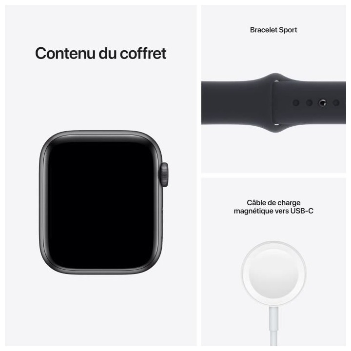 Apple Watch SE GPS 2021 - 44mm - Boitier Space Grey Aluminium - Bracel