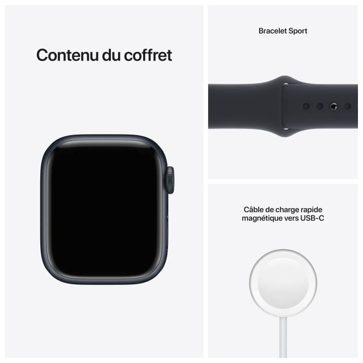 Apple Watch Series 7 GPS - 41mm - Boîtier Midnight Aluminium - Bracel