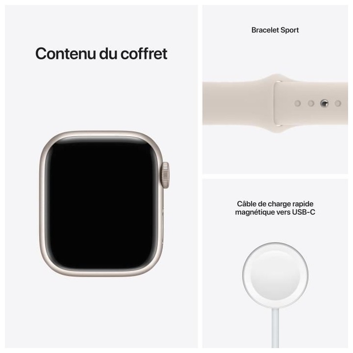 Apple Watch Series 7 GPS - 41mm - Boîtier Starlight Aluminium - Brace