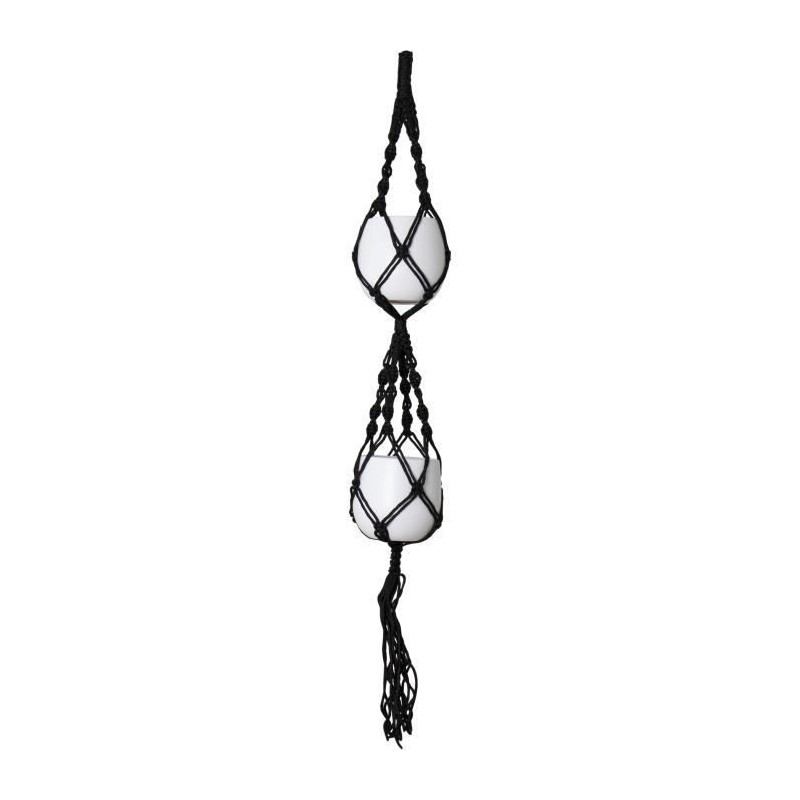 MACRAMÉ DOUBLE NoeUD SPIRAL NOIR 120 CM