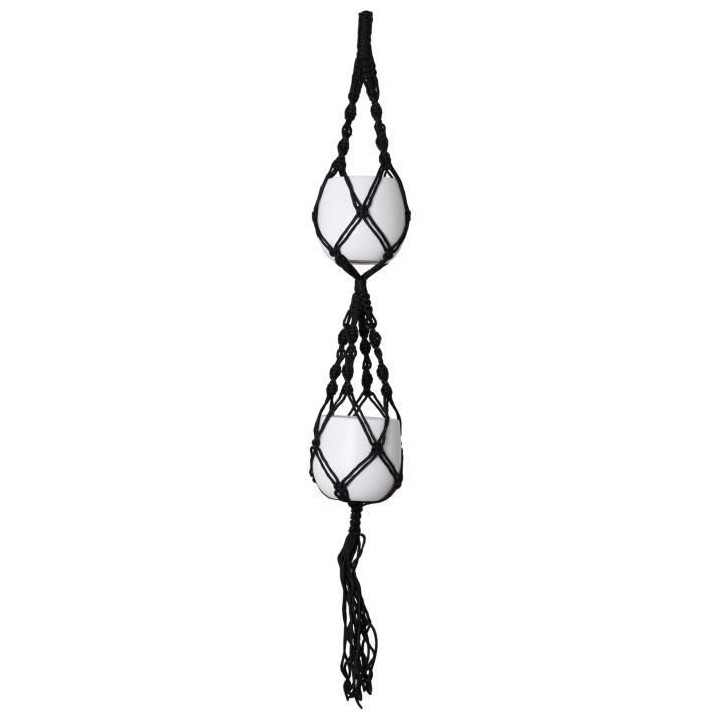 MACRAMÉ DOUBLE NoeUD SPIRAL NOIR 120 CM