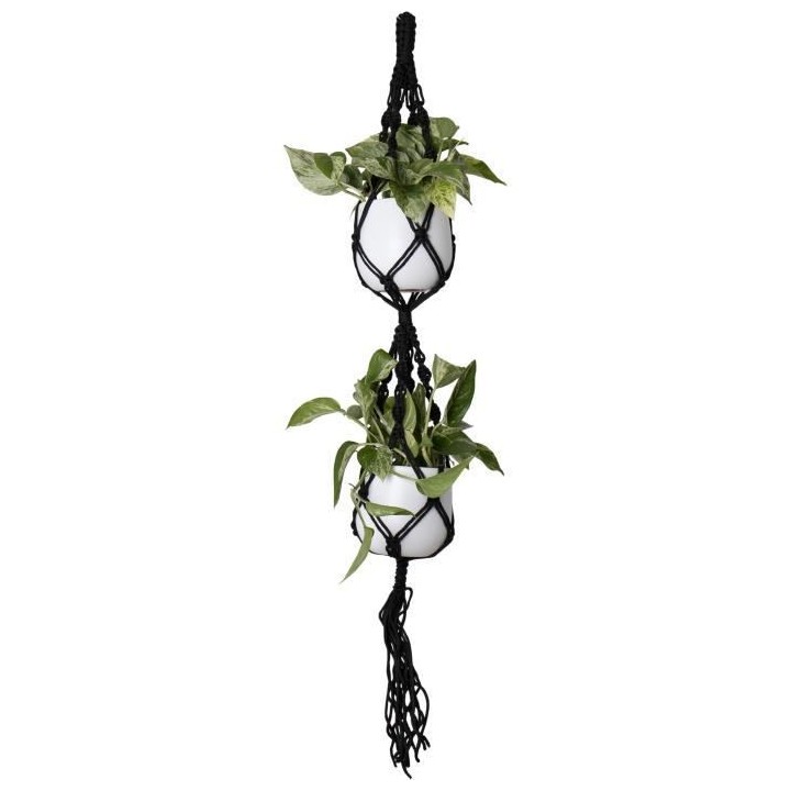 MACRAMÉ DOUBLE NoeUD SPIRAL NOIR 120 CM