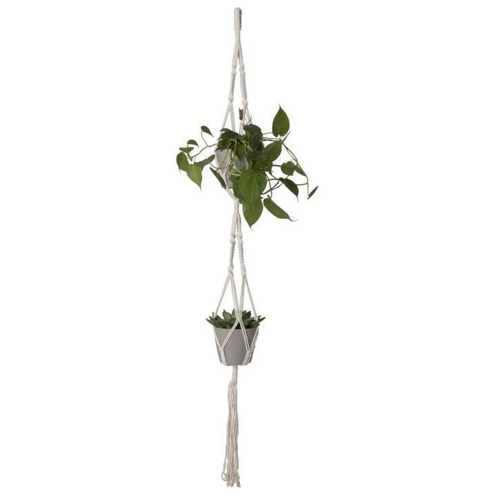 MACRAMÉ DOUBLE NoeUD CARRÉ BLANC 120 CM