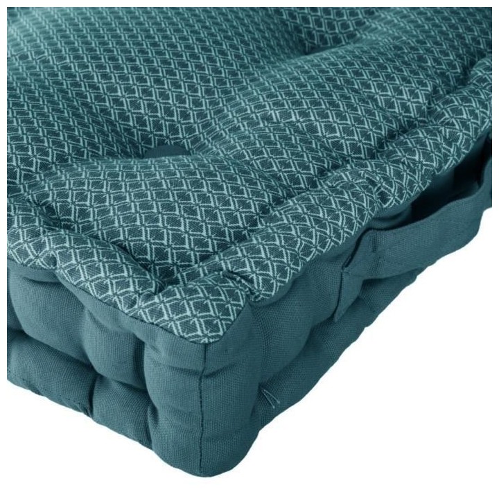 Coussin de sol en coton - 40 x 40 x 8 cm - Bleu canard