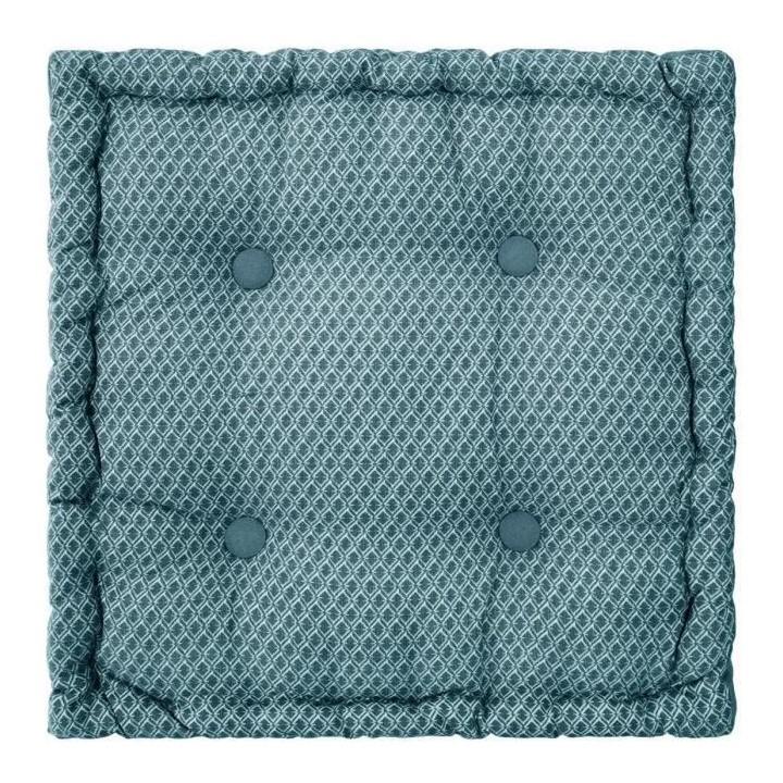 Coussin de sol en coton - 40 x 40 x 8 cm - Bleu canard