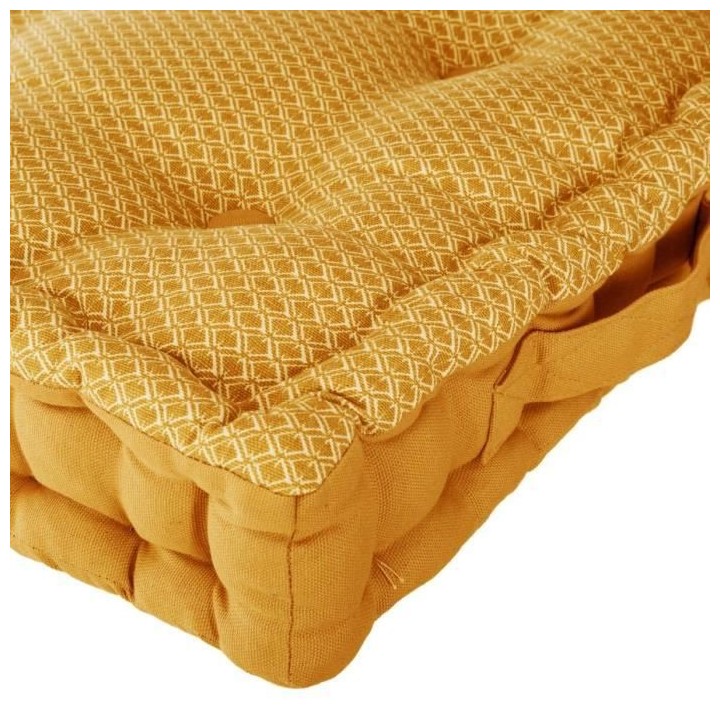 Coussin de sol en coton - 40 x 40 x 8 cm - Ocre