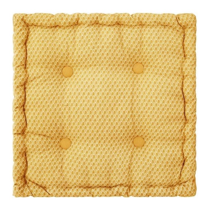 Coussin de sol en coton - 40 x 40 x 8 cm - Ocre
