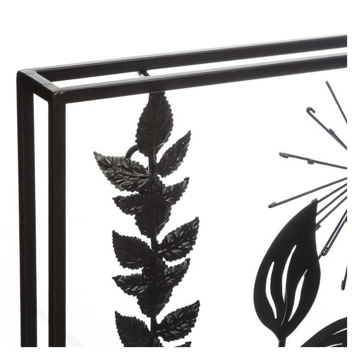 Déco murale en métal feuilles - 40 x 40 cm - Noir