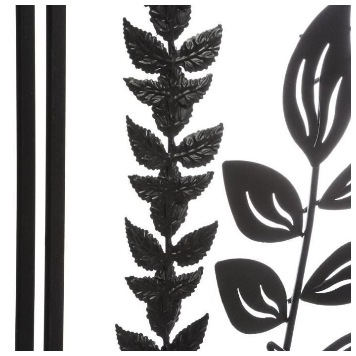 Déco murale en métal feuilles - 40 x 40 cm - Noir