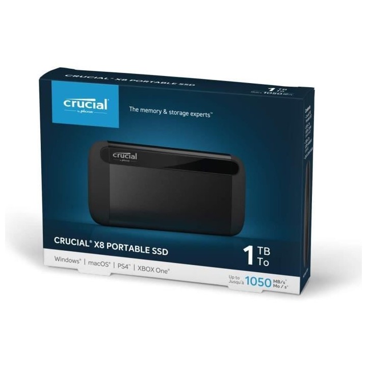 CRUCIAL - Disque SSD externe - X8 Portable - 1To - USB-C 3.1 (CT1000X8