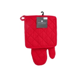 Jeu de maniques et de gants de cuisine Atmosphera Rouge Coton