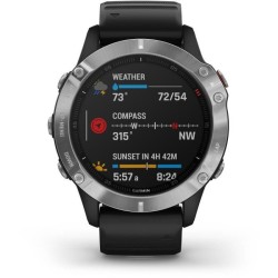 Garmin fenix 6 - Montre GPS multisports haut de gamme - Silver avec bracelet noir