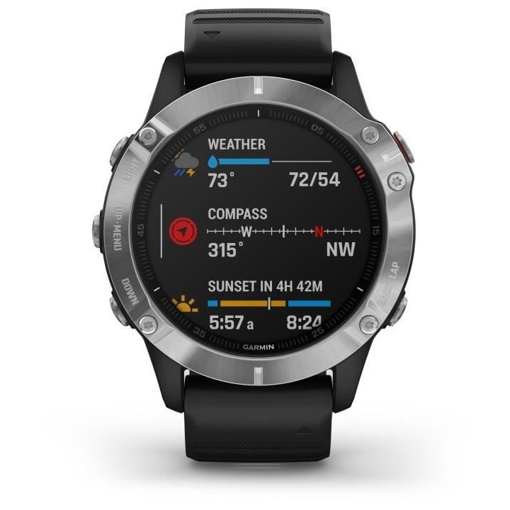 Garmin fenix 6 - Montre GPS multisports haut de gamme - Silver avec br
