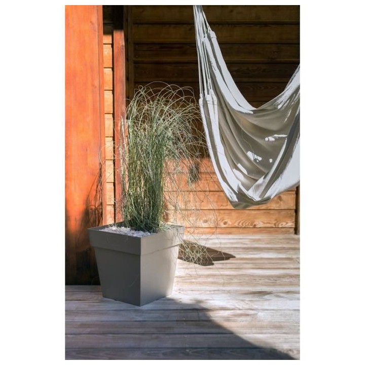 EDA Pot carré Toscane - 50 cm - 87 L - Taupe