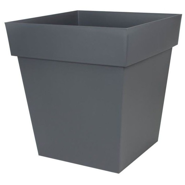 EDA Pot carré Toscane - 50 cm - 87 L - Gris Anthracite