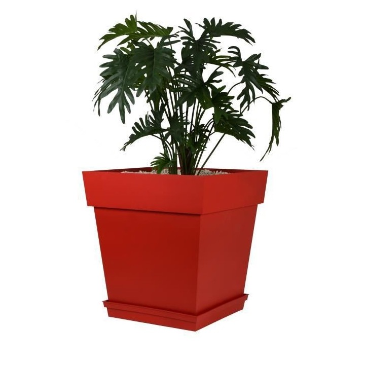 EDA Pot carré Toscane - 50 cm - 87 L - Rouge