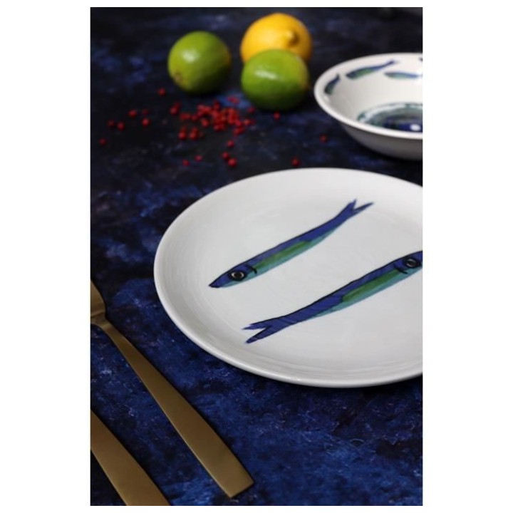 NOVASTYL - Ocean - Lot de 6 Assiettes creuses - Ø21,5 cm - Faience -