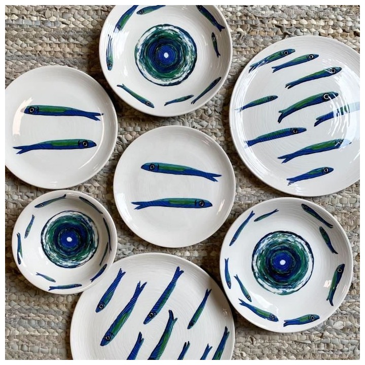 NOVASTYL - Ocean - Lot de 6 Assiettes creuses - Ø21,5 cm - Faience -