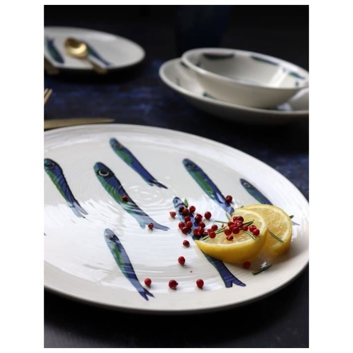 NOVASTYL - Ocean - Lot de 6 Assiettes creuses - Ø21,5 cm - Faience -