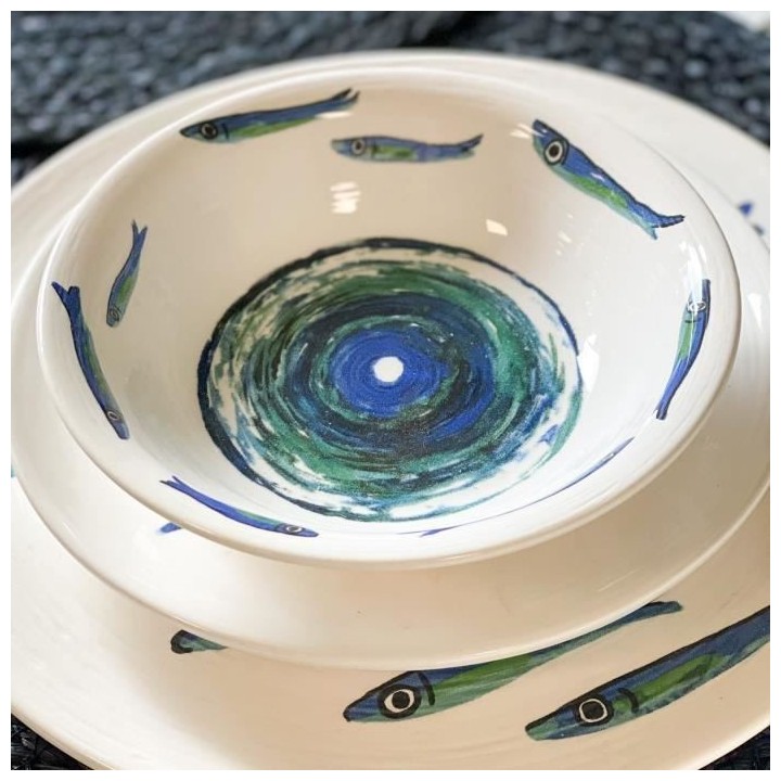 NOVASTYL - Ocean - Lot de 6 Assiettes creuses - Ø21,5 cm - Faience -