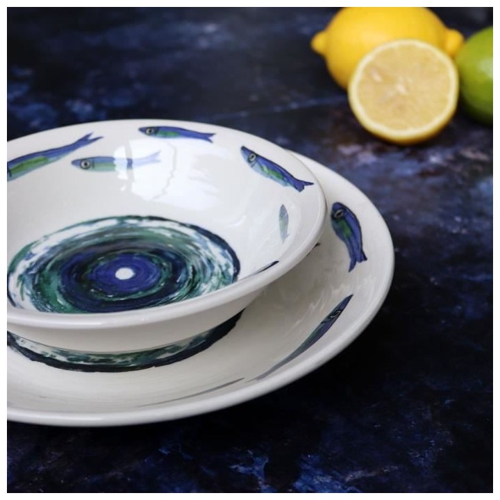 NOVASTYL - Ocean - Lot de 6 Assiettes creuses - Ø21,5 cm - Faience -