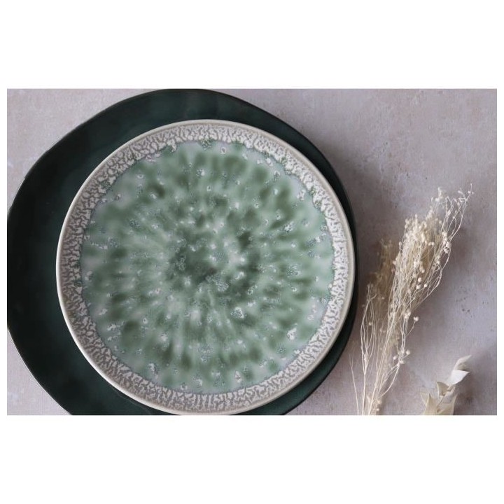 NOVASTYL - Jade - Lot de 6 Assiettes plates - Ø27 cm - Porcelaine - V