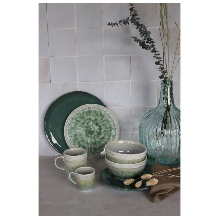 NOVASTYL - Jade - Lot de 6 Assiettes plates - Ø27 cm - Porcelaine - V
