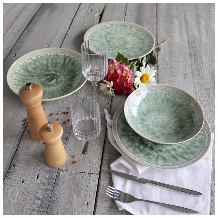 NOVASTYL - Jade - Lot de 6 Assiettes a desserts - Ø20 cm - Porcelaine