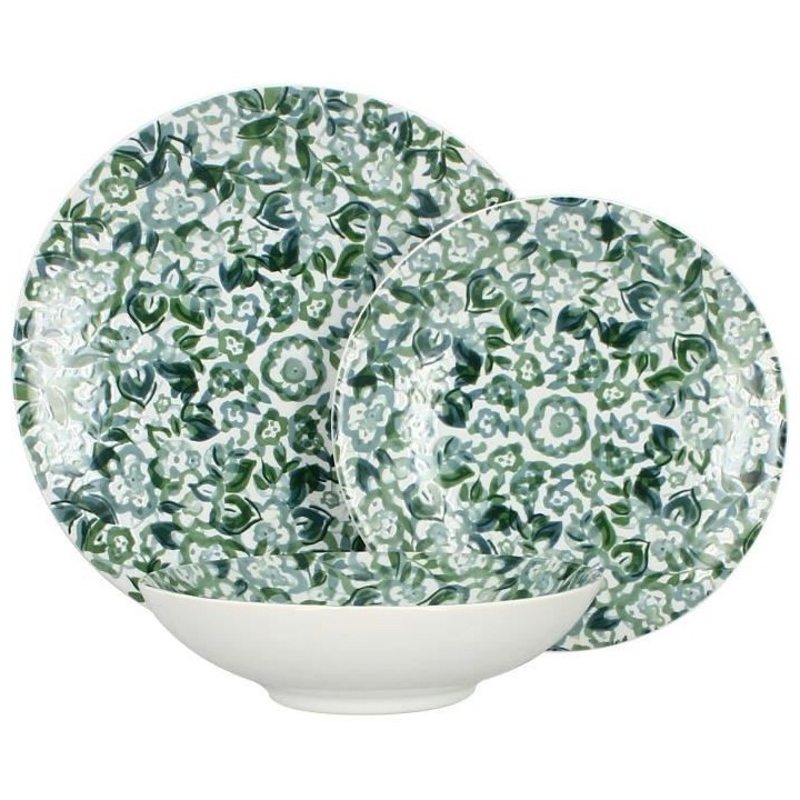 NOVASTYL - Millefleurs - Lot de 6 Assiettes plates - Ø27 cm - Gres -