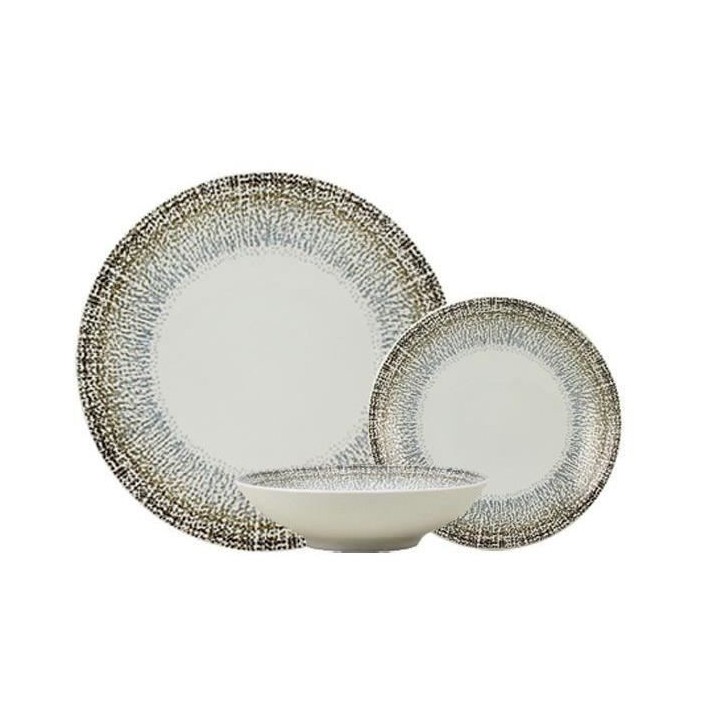 NOVASTYL - Alma - Lot de 6 Assiettes plates - Ø27 cm - Gres - Blanc e
