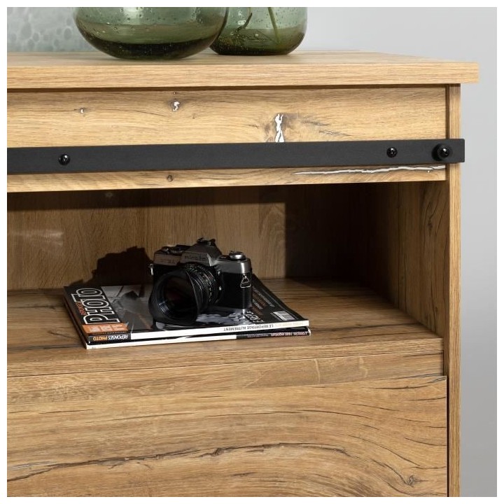 Buffet - Panneaux de particules - Chene - 2 portes coulissantes - Manz