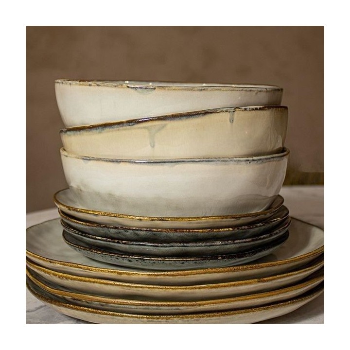 NOVASTYL - Aronal - Lot de 6 Assiettes plates - Ø27,5 cm - Gres - Ble