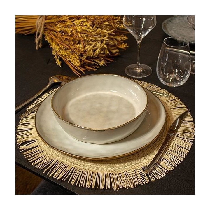 NOVASTYL - Aronal - Lot de 6 Assiettes plates - Ø27,5 cm - Gres - Ble