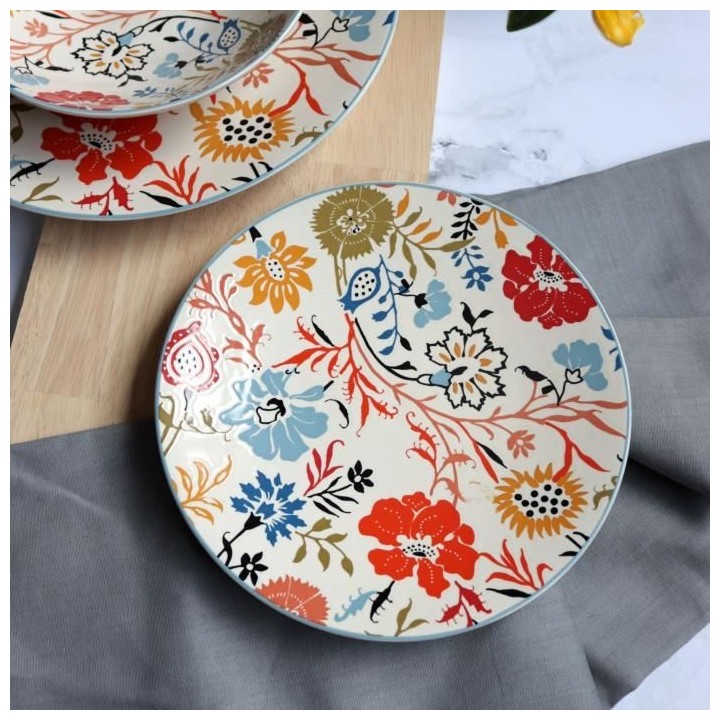 NOVASTYL - Jaipur - Lot de 6 Assiettes a desserts - Ø20 cm - Gres - D