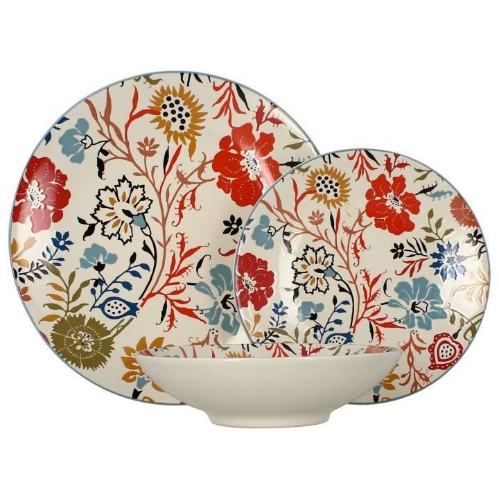 NOVASTYL - Jaipur - Lot de 6 Assiettes a desserts - Ø20 cm - Gres - D