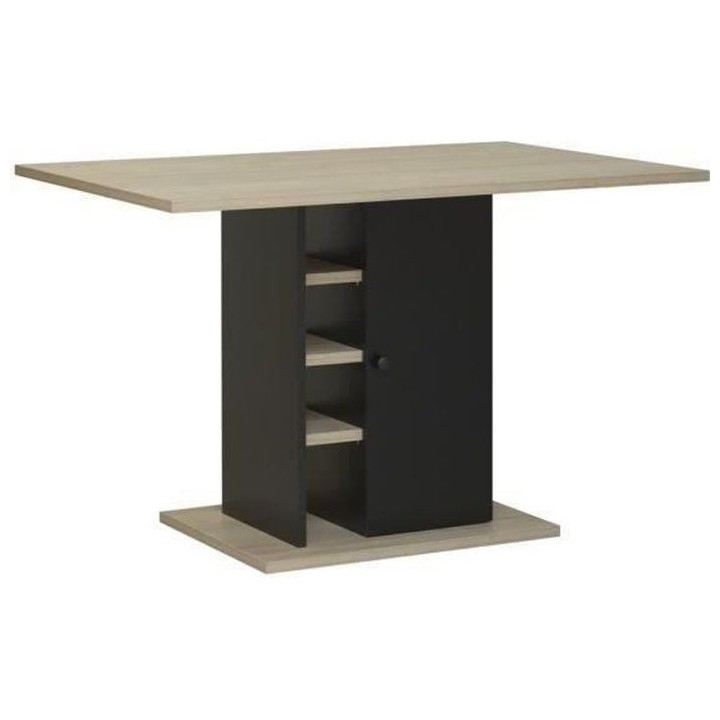 Table a manger rectangulaire avec rangement 1 porte - Décor chene et