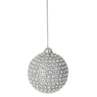 Set de 6 boules de Noël rondes décorées - Ø 6 cm - Argent