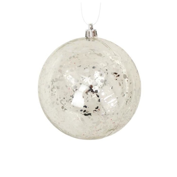Lot de 6 Boules de Noël en Plastique Argenté 6 cm
