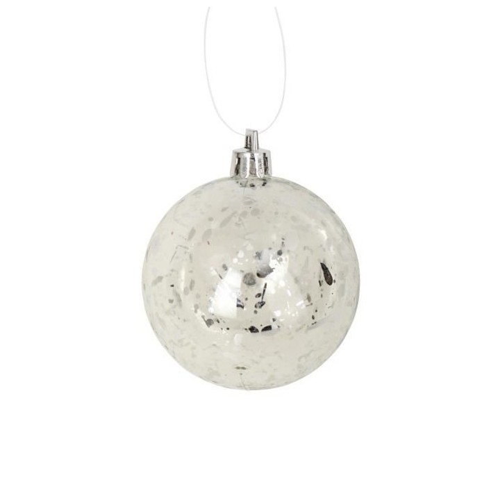 Lot de 4 Boules de Noël en Plastique Argenté 8 cm
