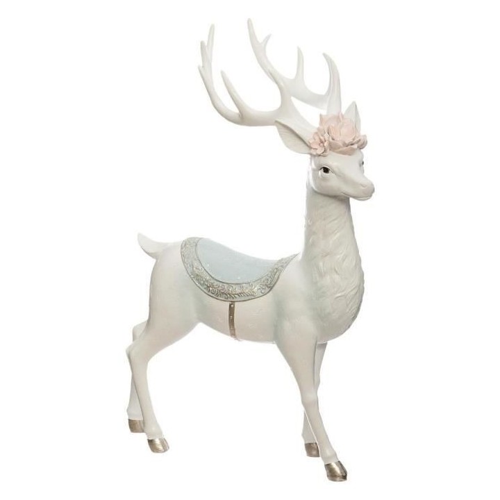 Objet résine - Renne Blanc - 42 cm
