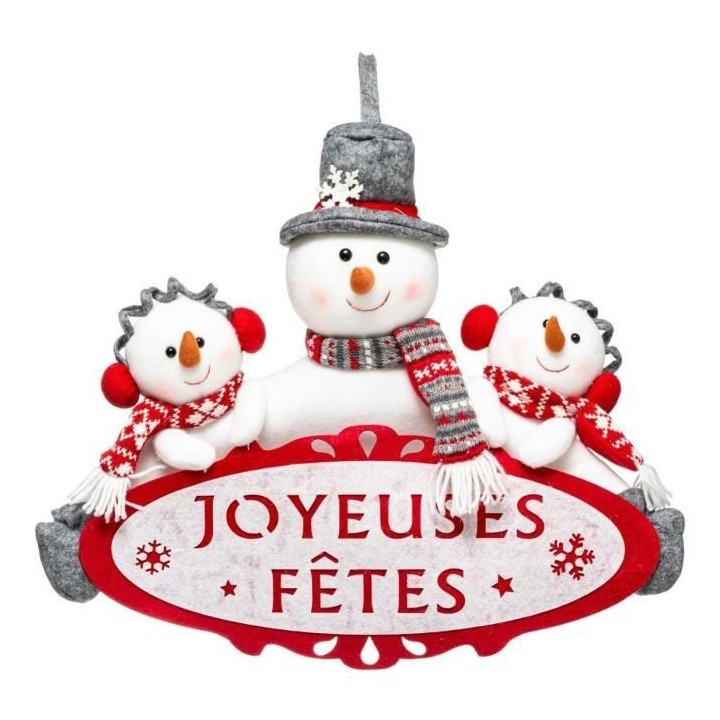 Pancarte décorative feutrine - Bonhommes de neige