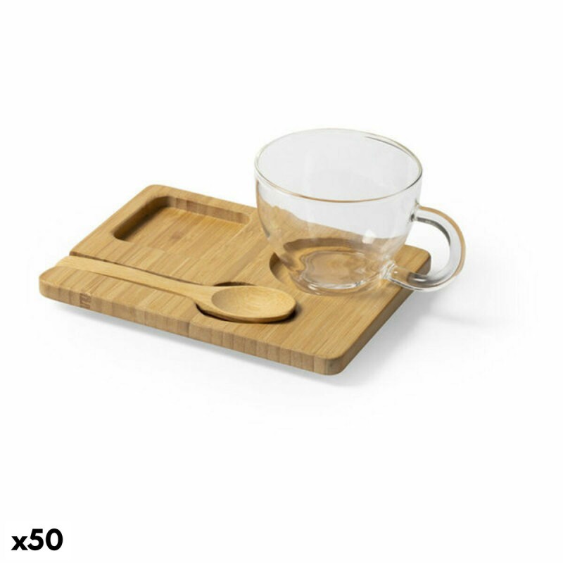 Tasse avec sous-tasse 146482 Bambou (180 ml) (50 Unités)