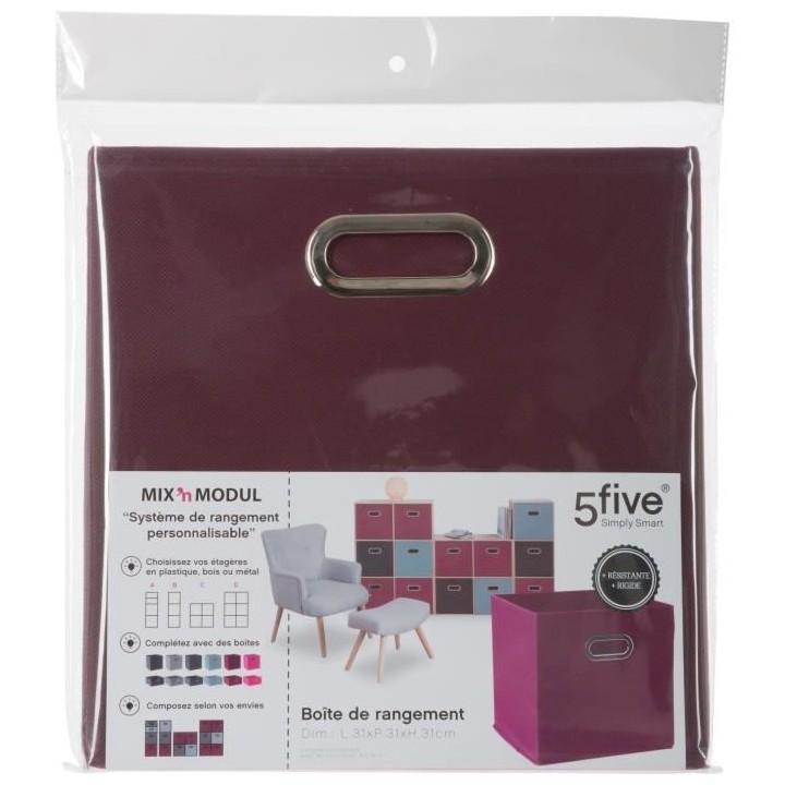 Boîte de rangement/tiroir pour meuble en tissu - 31 x 31 cm - Aubergi