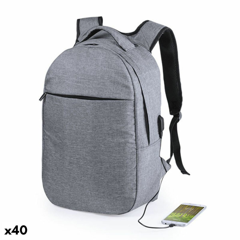 Sac à Dos pour Portable et Tablette avec Sortie USB 146215 Gris (40 Unités)