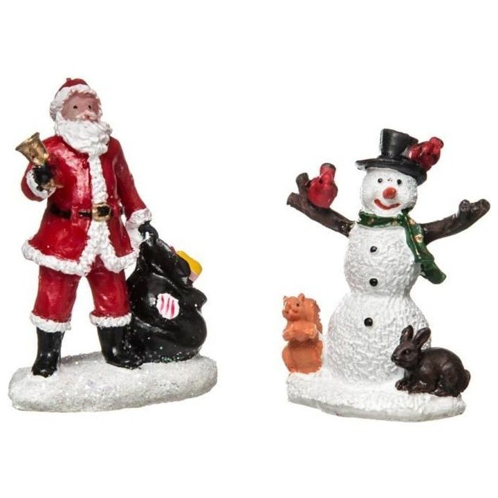 Figurines de Noël Pere Noël et Bonhomme de Neige