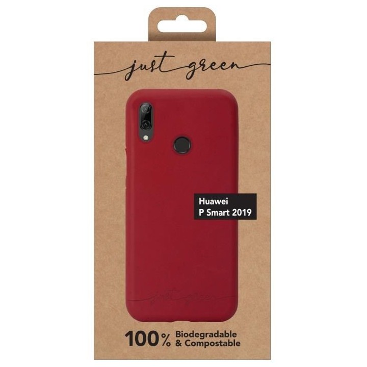 JUST GREEN Coque Bio pour Huawei P Smart 2019 Rouge