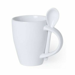 Tasse avec Cuillère Top Can Cap 145688 Blanc (300 ml) (36 Unités)